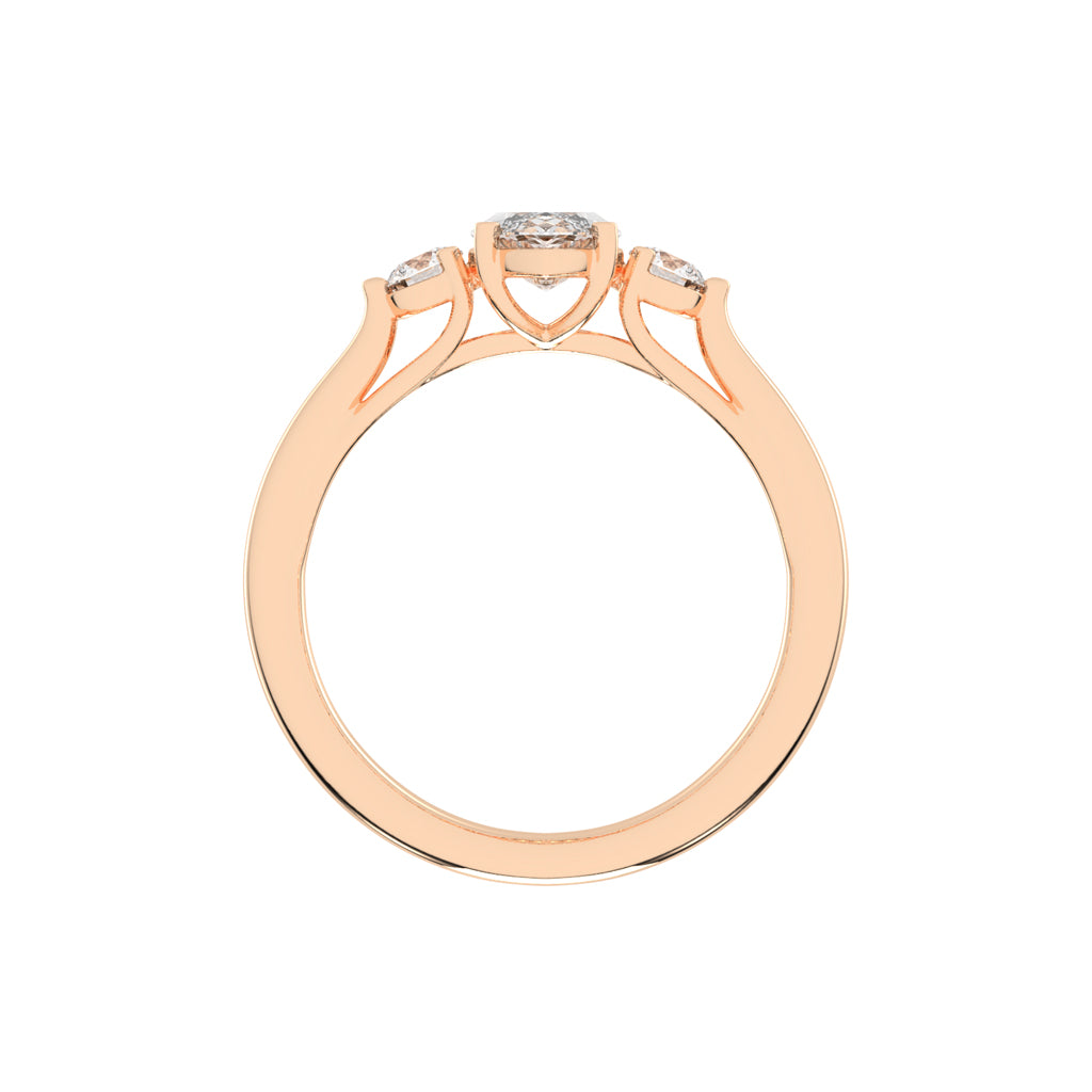 Trigoneva marquise cut three stone lab diamond ring