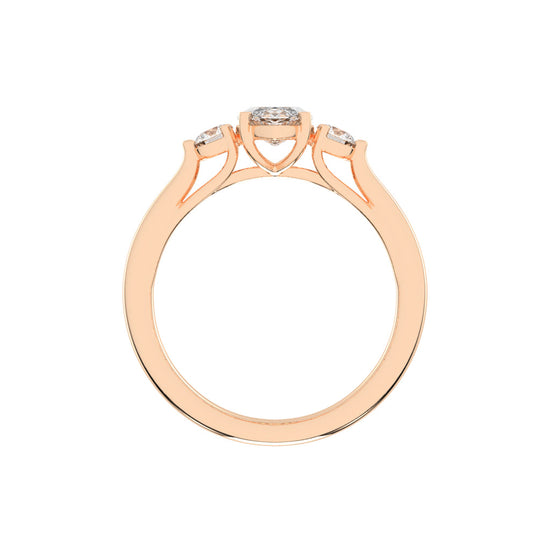 Trigoneva marquise cut three stone lab diamond ring