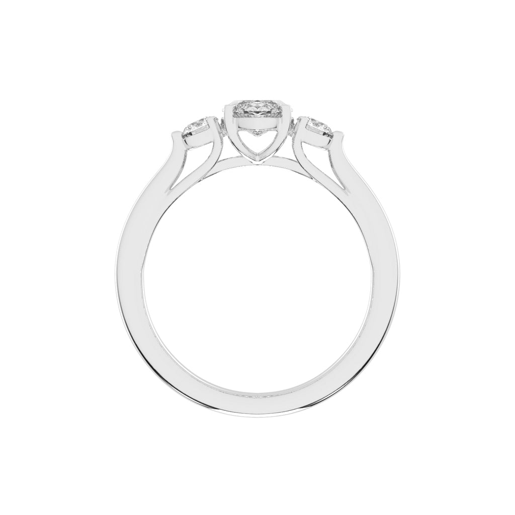 Trigoneva marquise cut three stone lab diamond ring