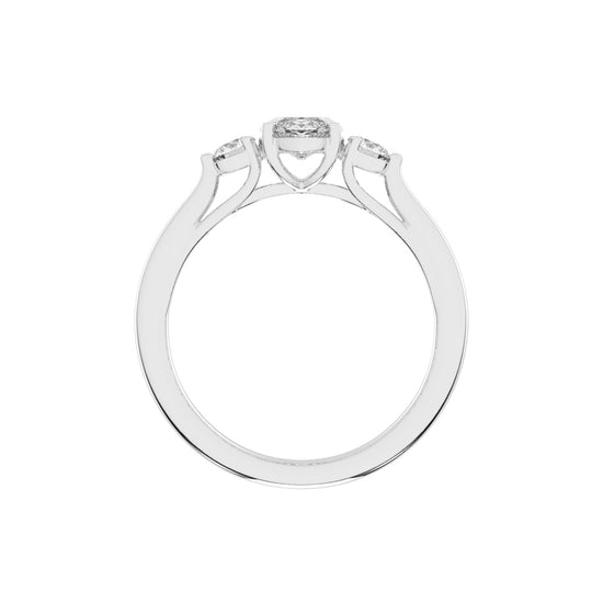 Trigoneva marquise cut three stone lab diamond ring