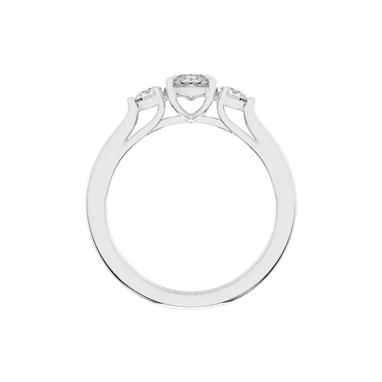 Trigoneva marquise cut three stone lab diamond ring