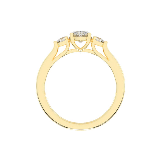 Trigoneva marquise cut three stone lab diamond ring
