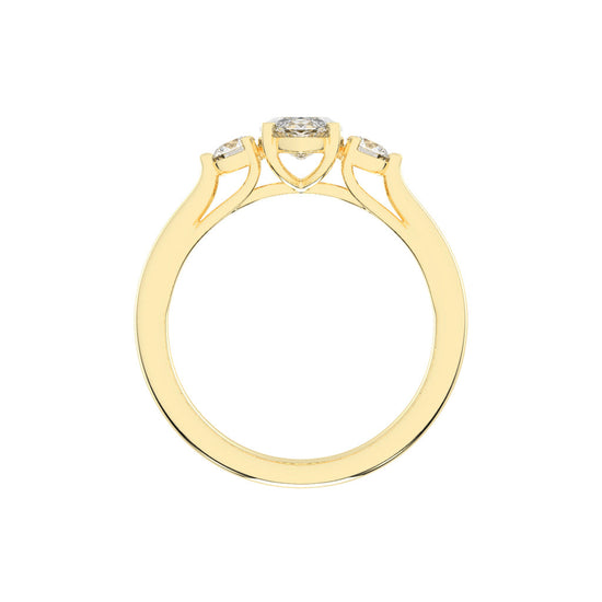 Trigoneva marquise cut three stone lab diamond ring