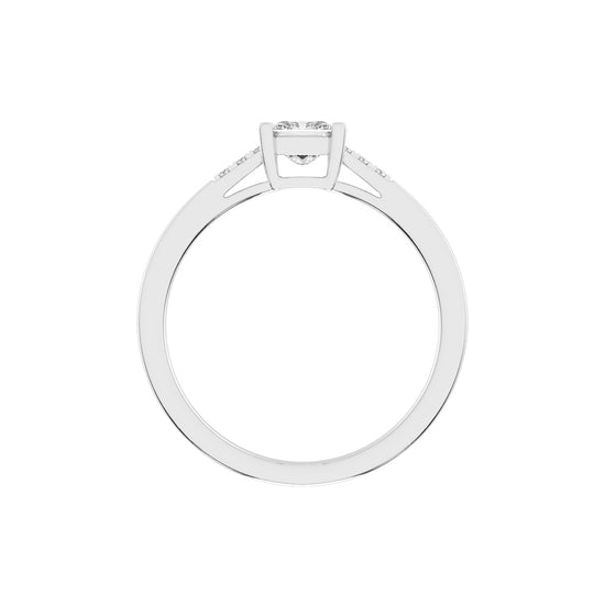 Crystia princess cut side stone lab diamond ring