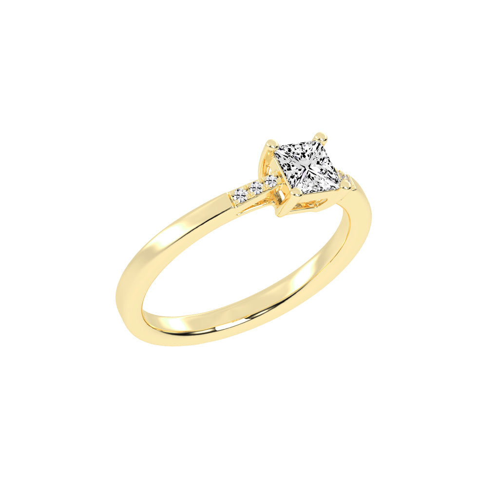 Crystia princess cut side stone lab diamond ring