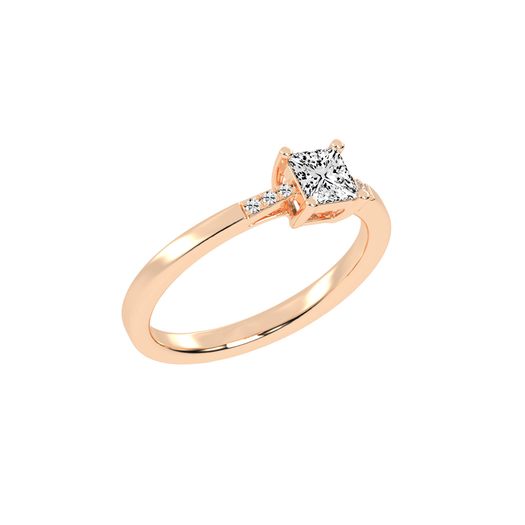 Crystia princess cut side stone lab diamond ring
