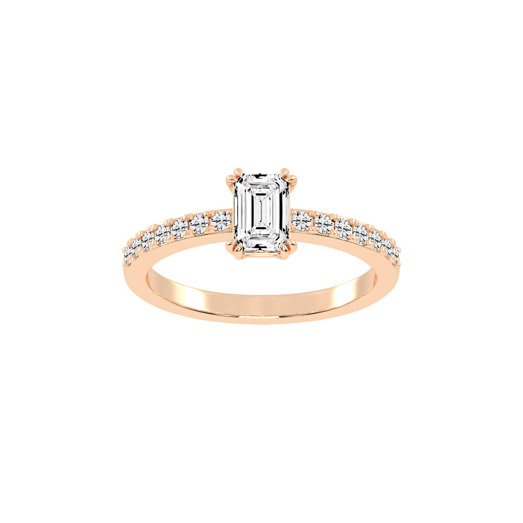 Elegora double prong emerald cut lab diamond ring