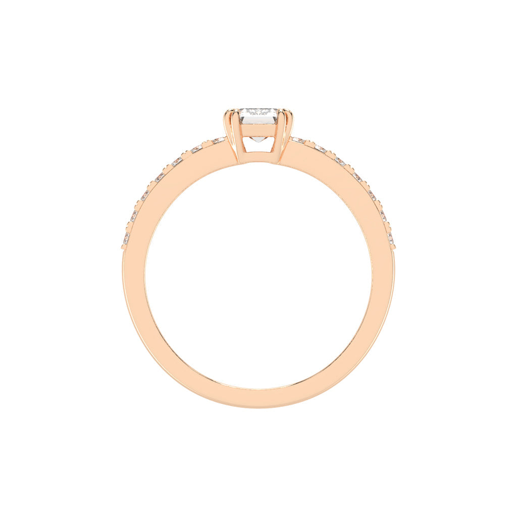Elegora double prong emerald cut lab diamond ring
