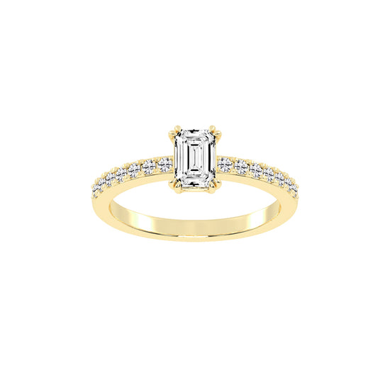 Elegora double prong emerald cut lab diamond ring