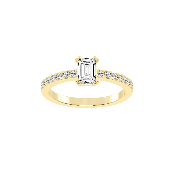Elegora double prong emerald cut lab diamond ring