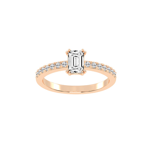 Elegora double prong emerald cut lab diamond ring