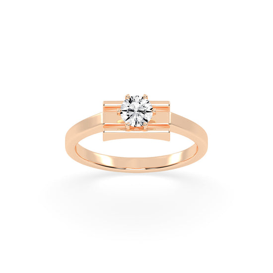 Delicina six prong round cut delicate lab diamond ring