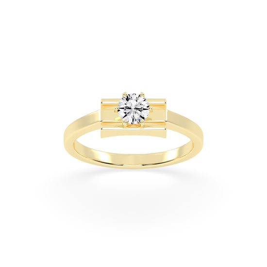 Delicina six prong round cut delicate lab diamond ring
