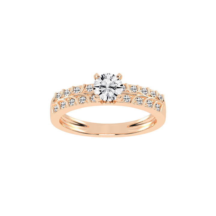 Diovale four prong round cut side stone lab diamond ring