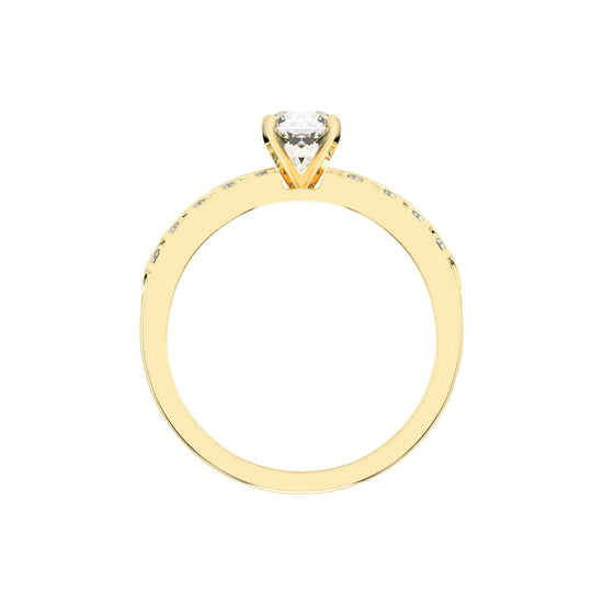 Diovale four prong round cut side stone lab diamond ring