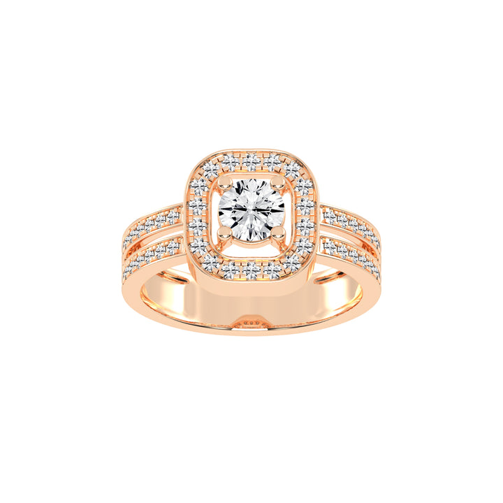 Halorna split shank round cut halo lab diamond ring