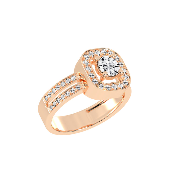 Halorna split shank round cut halo lab diamond ring