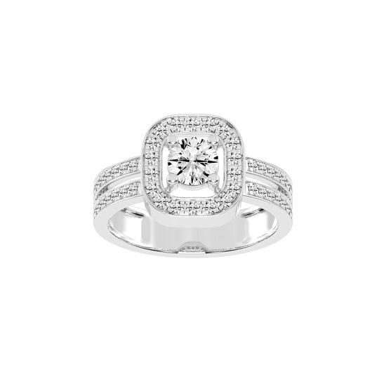 Halorna split shank round cut halo lab diamond ring