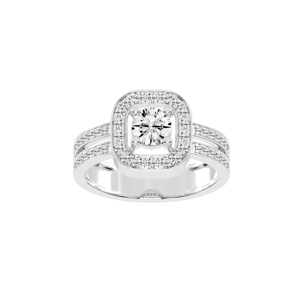 Halorna split shank round cut halo lab diamond ring