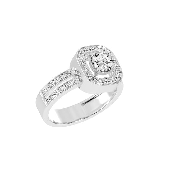 Halorna split shank round cut halo lab diamond ring