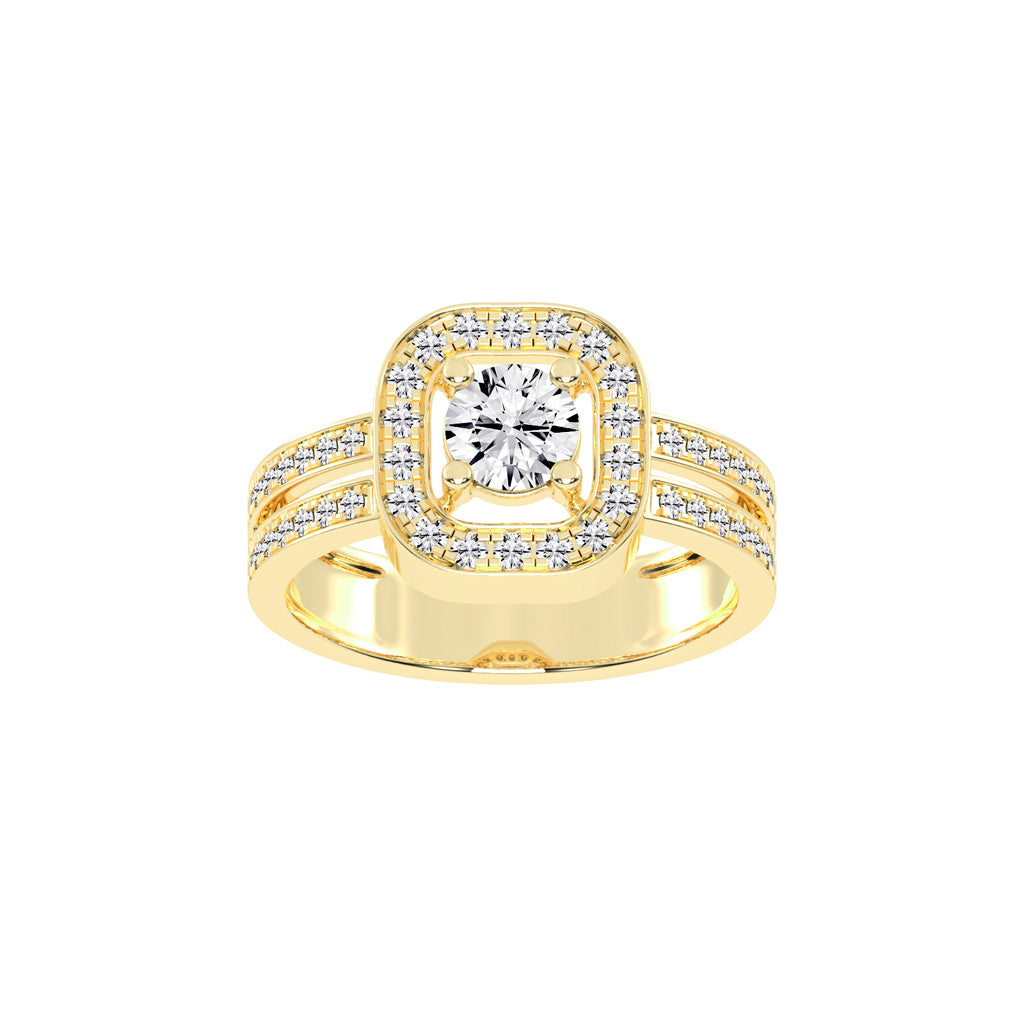 Halorna split shank round cut halo lab diamond ring