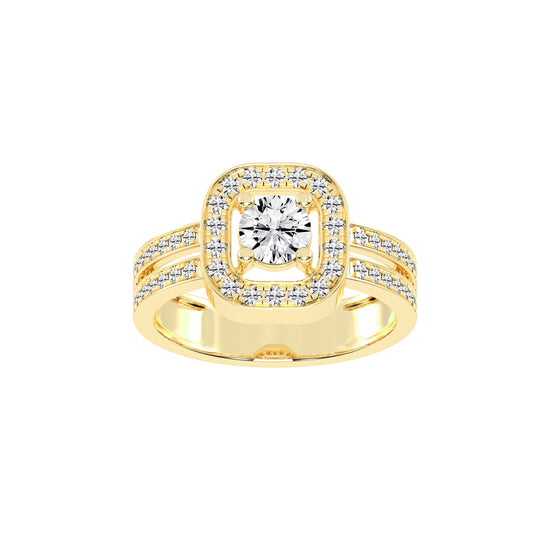 Halorna split shank round cut halo lab diamond ring