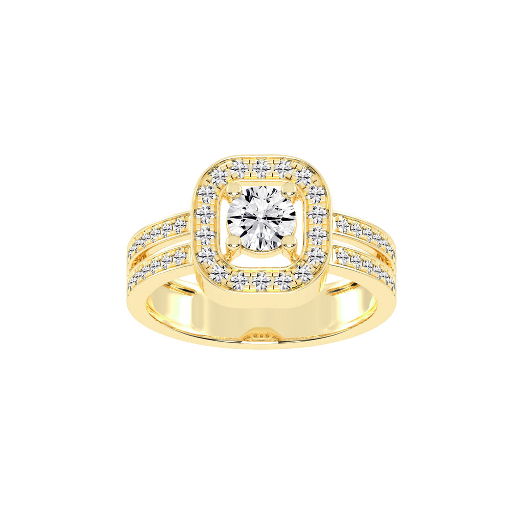 Halorna split shank round cut halo lab diamond ring