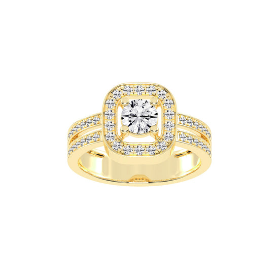 Halorna split shank round cut halo lab diamond ring