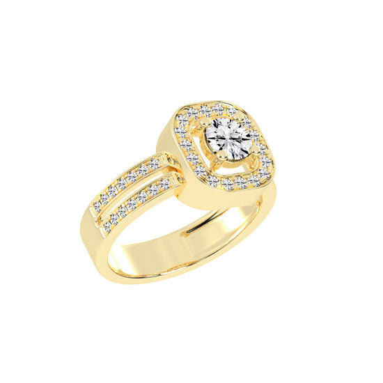 Halorna split shank round cut halo lab diamond ring