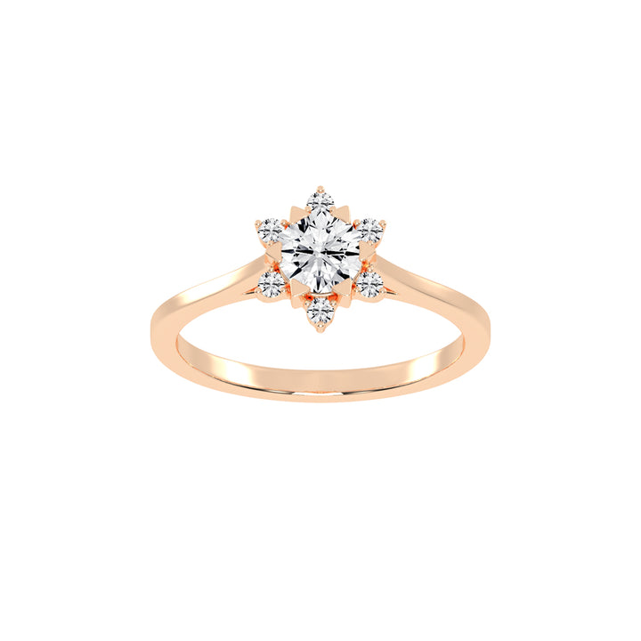 Halavera Flower prong round cut halo lab diamond ring