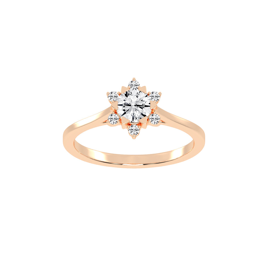 Halavera Flower prong round cut halo lab diamond ring