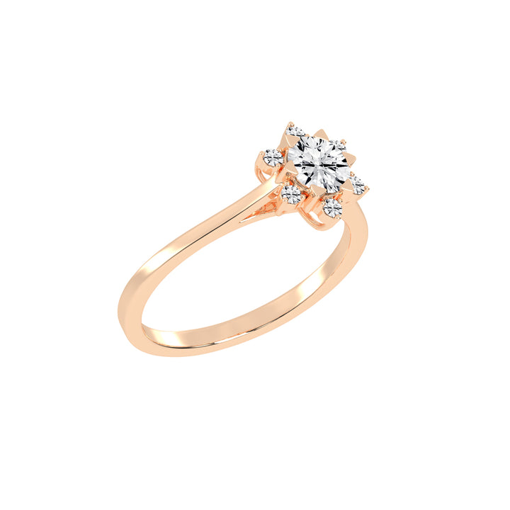 Halavera Flower prong round cut halo lab diamond ring