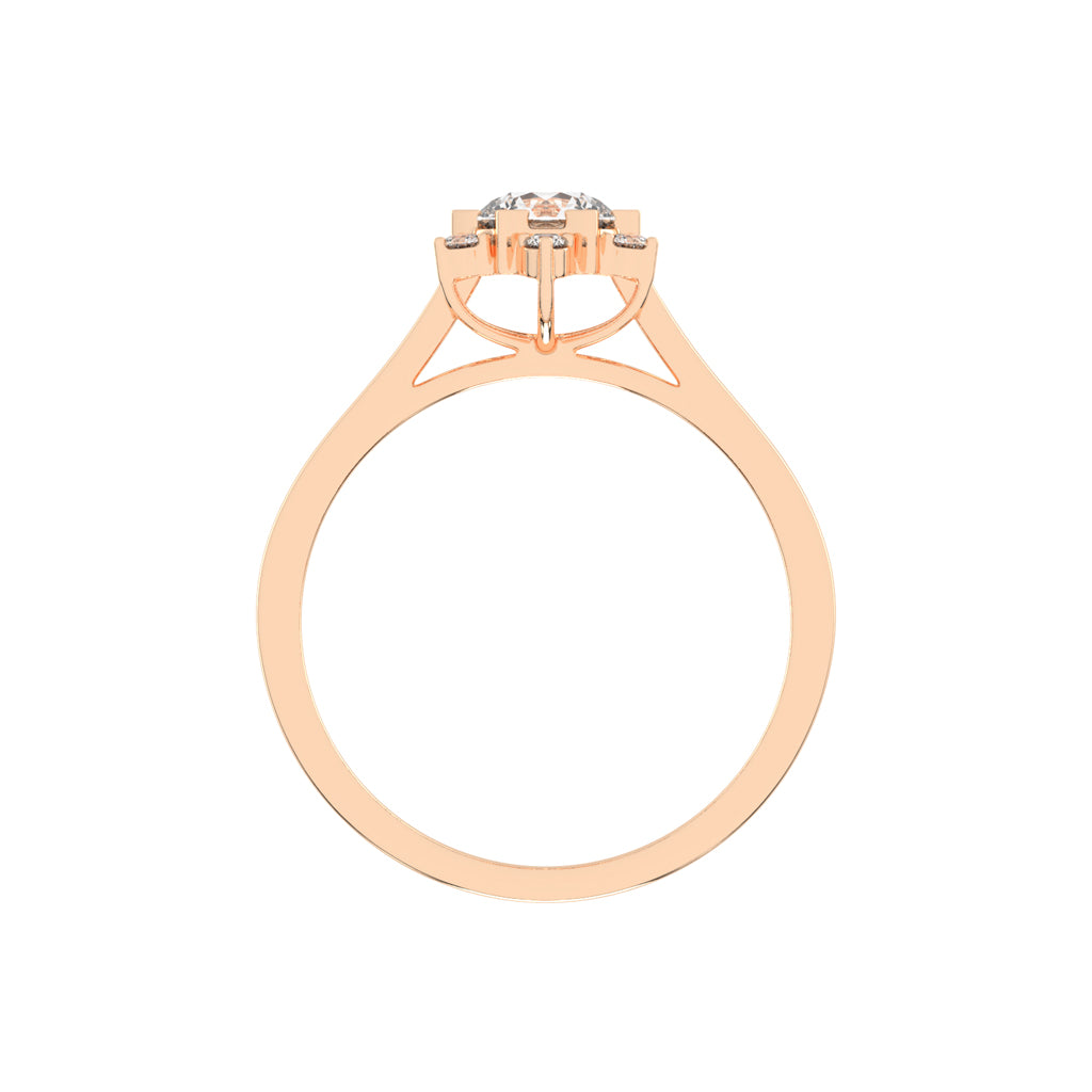 Halavera Flower prong round cut halo lab diamond ring