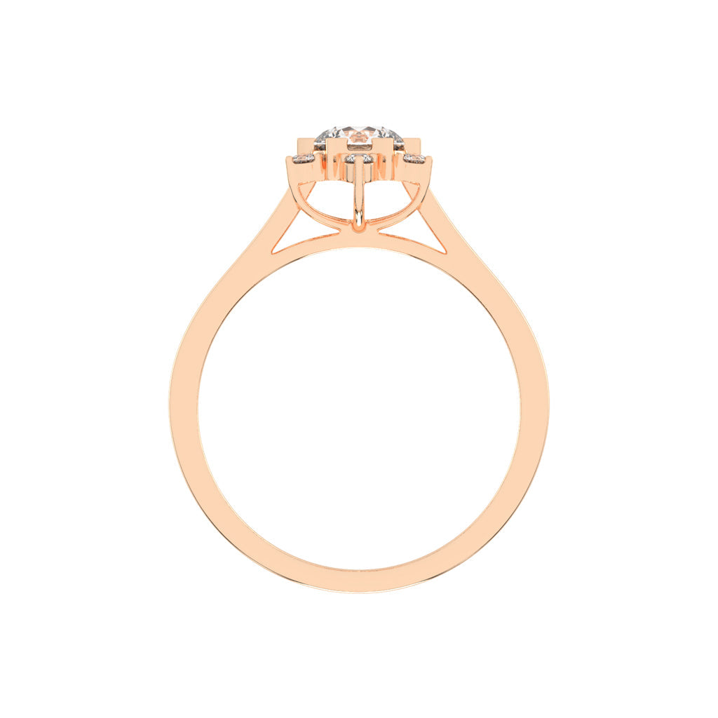 Halavera Flower prong round cut halo lab diamond ring