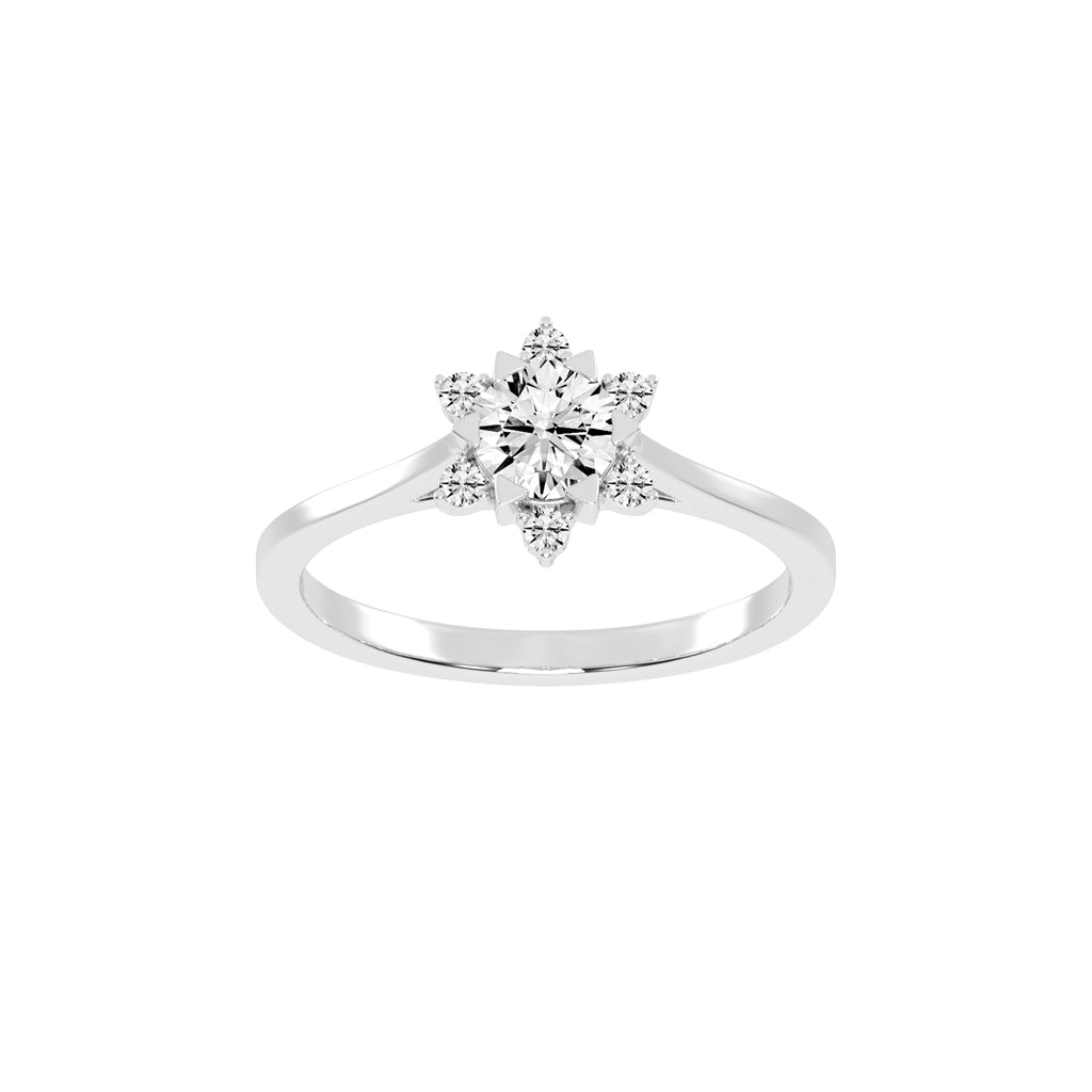 Halavera Flower prong round cut halo lab diamond ring