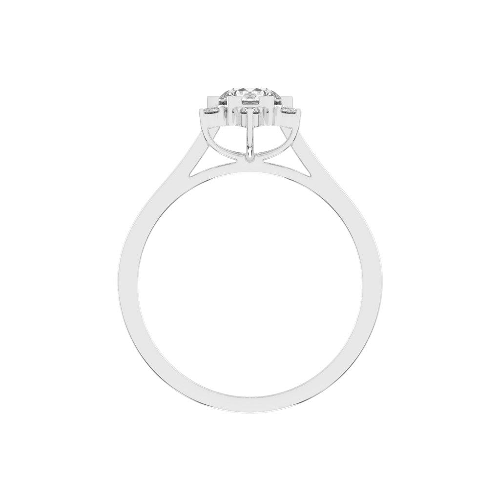 Halavera Flower prong round cut halo lab diamond ring
