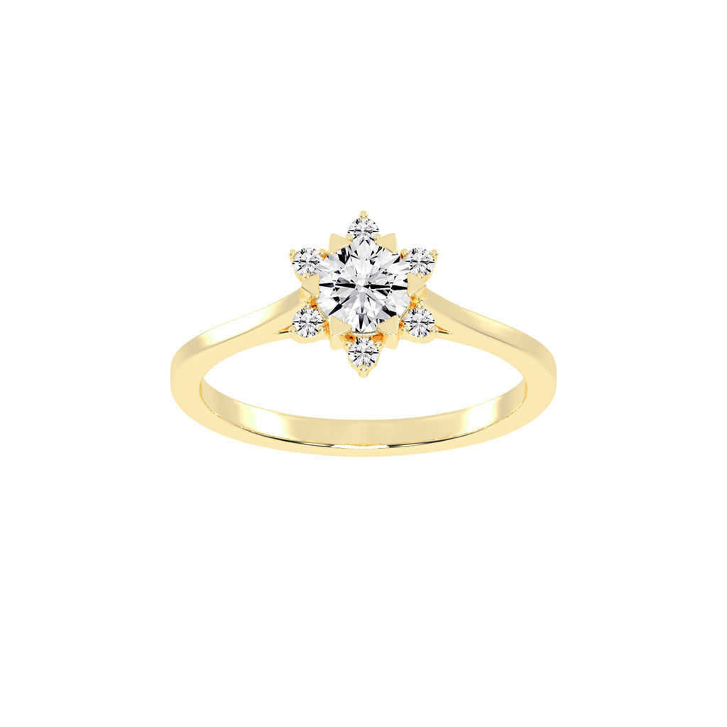 Halavera Flower prong round cut halo lab diamond ring