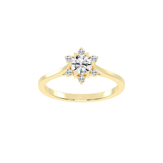 Halavera Flower prong round cut halo lab diamond ring