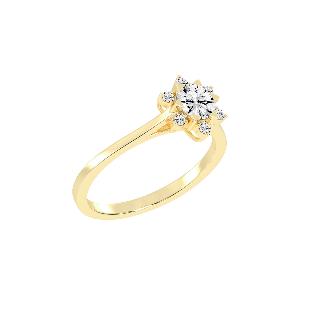 Halavera Flower prong round cut halo lab diamond ring