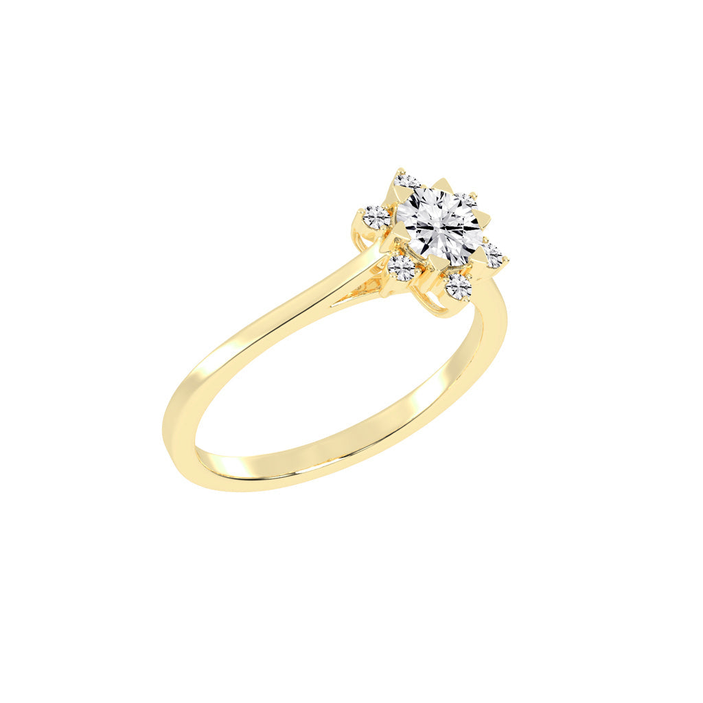 Halavera Flower prong round cut halo lab diamond ring