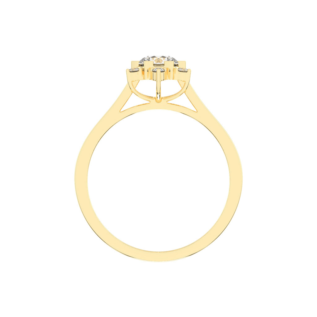 Halavera Flower prong round cut halo lab diamond ring