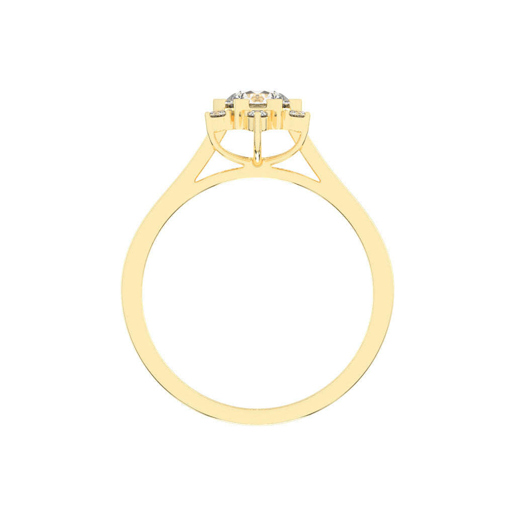 Halavera Flower prong round cut halo lab diamond ring