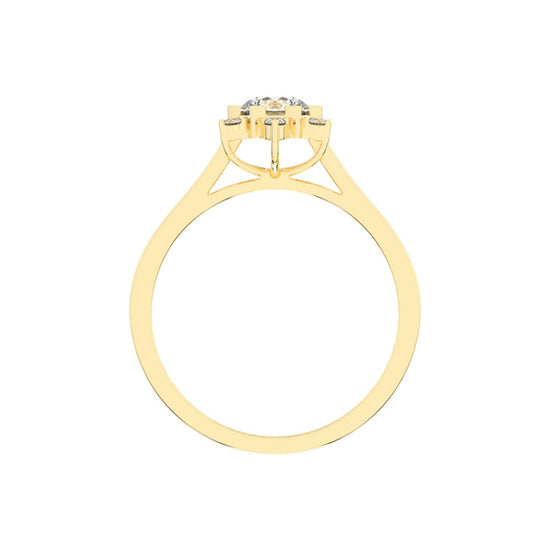 Halavera Flower prong round cut halo lab diamond ring