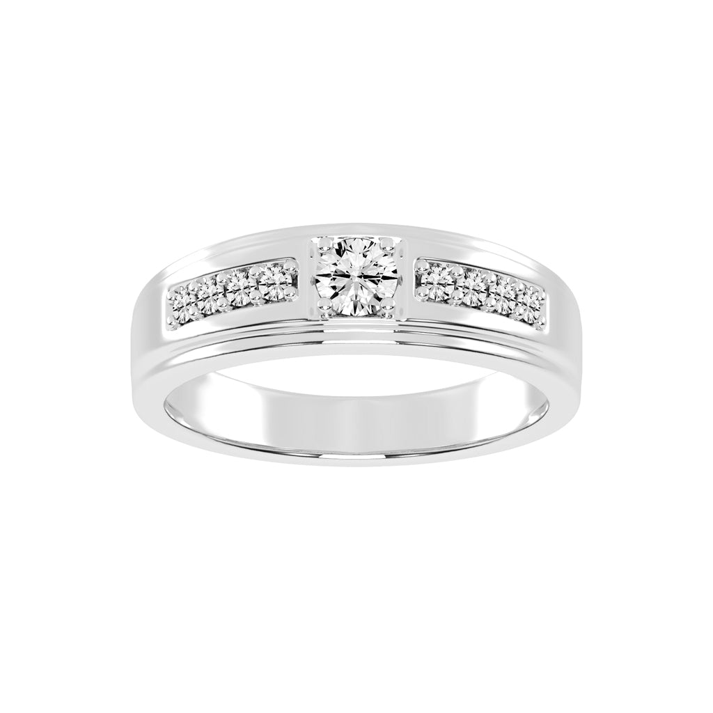 Crystelle round cut side stone lab diamond ring