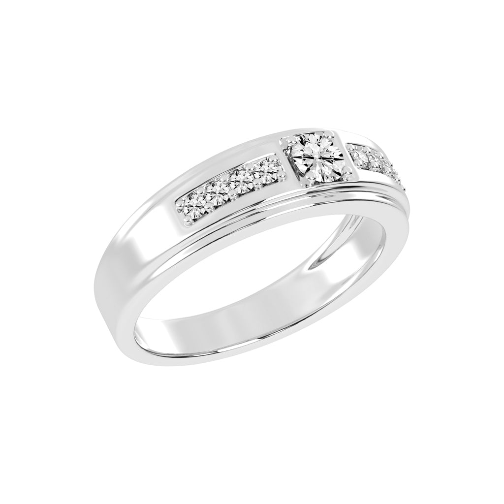 Crystelle round cut side stone lab diamond ring
