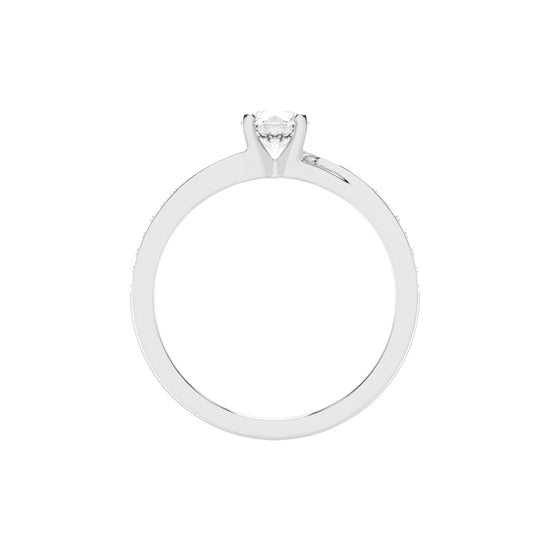 Aurelius Bypass Round Cut Side Stone Lab Diamond Ring