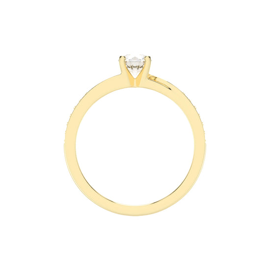 Aurelius Bypass Round Cut Side Stone Lab Diamond Ring