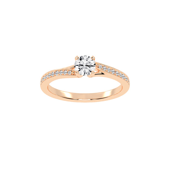 Aurelius Bypass Round Cut Side Stone Lab Diamond Ring
