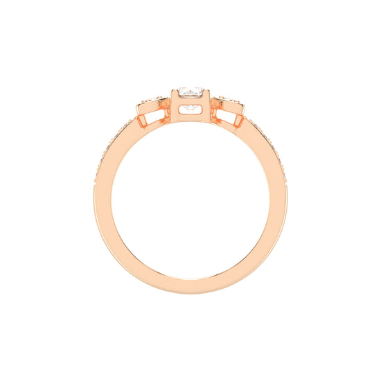 Vistelle Round Cut Side Stone Lab Diamond Ring