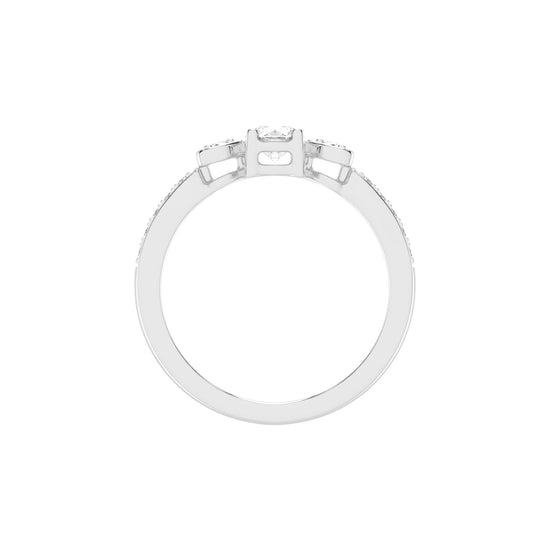 Vistelle Round Cut Side Stone Lab Diamond Ring